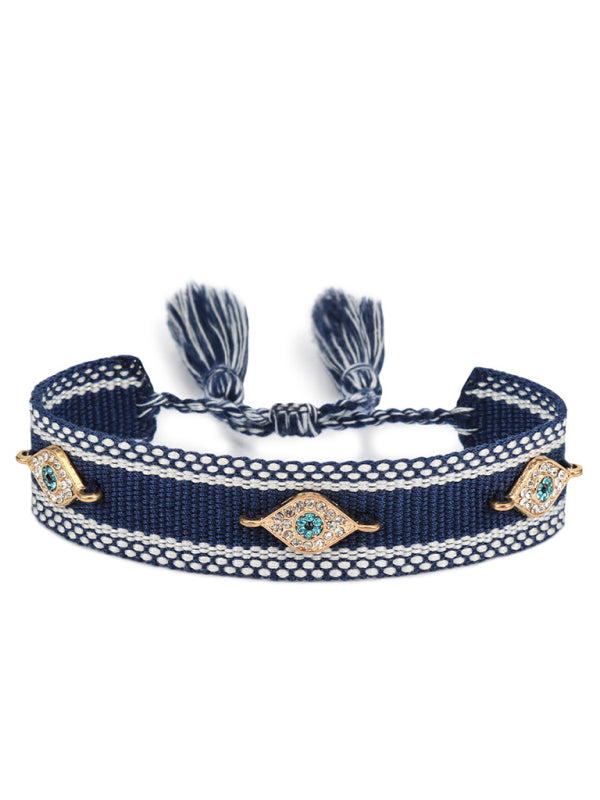 New metal devil's eye ethnic bracelet hand-woven diy bracelet jewelry (1 pack)