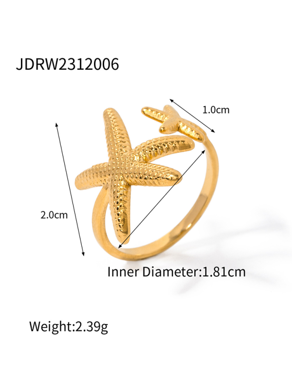 New beach style ocean element shell starfish ring