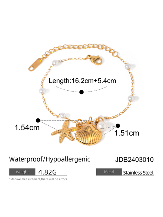 New Ocean Series Accessories Fashionable and Versatile Starfish Shell Pearl Bracelet