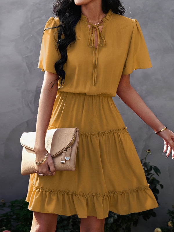 Women's high neck loose Ruffle Dress