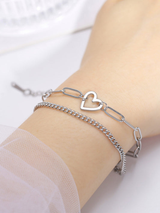 Women's New Fashion Versatile Love Pendant Double Chain Bracelet