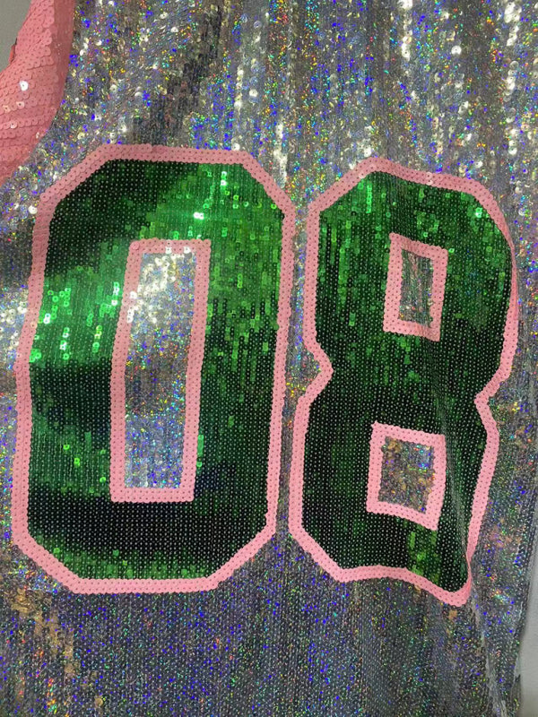Women's Sequin Loose T-shirt Round Neck Half Sleeve Top